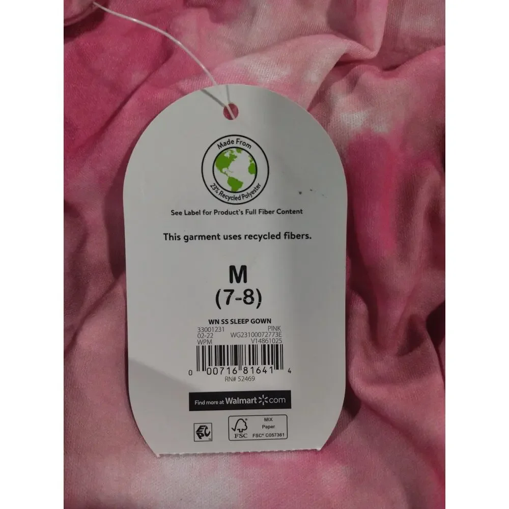 Wonder Nation Girls Flutter Sleeve Tie Dye Sleep Gown, Sizes M (7-8)